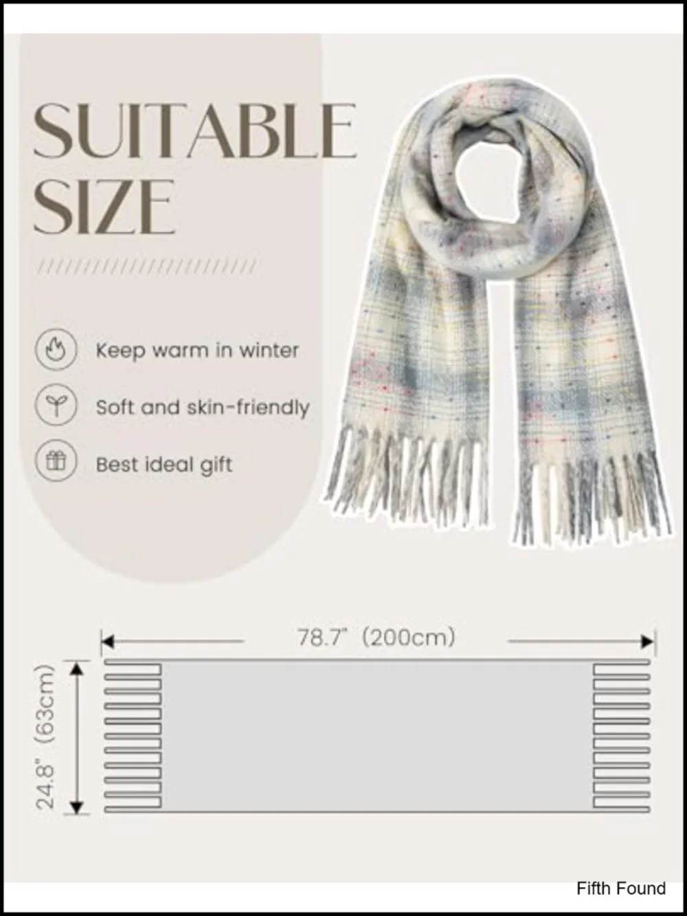 Premium Soft Polyester Blanket Scarf Women Winter Warm Shawl Tassel